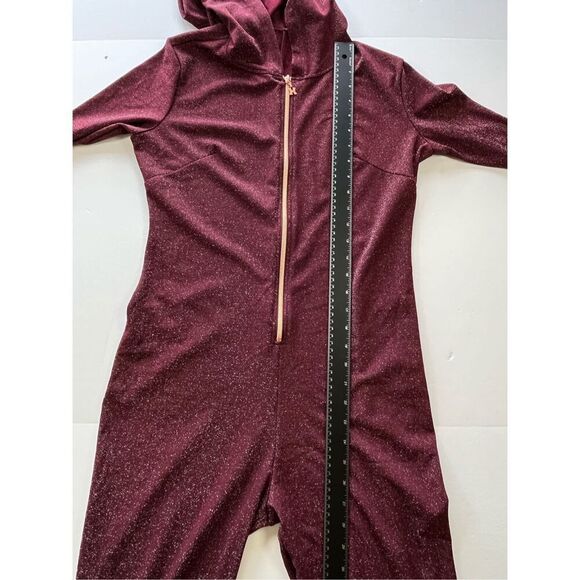 Savage X Fenty Sleep & Shine Hooded Onesie Red Cocoa Full Zip Lounge Size Medium - Picture 8 of 8